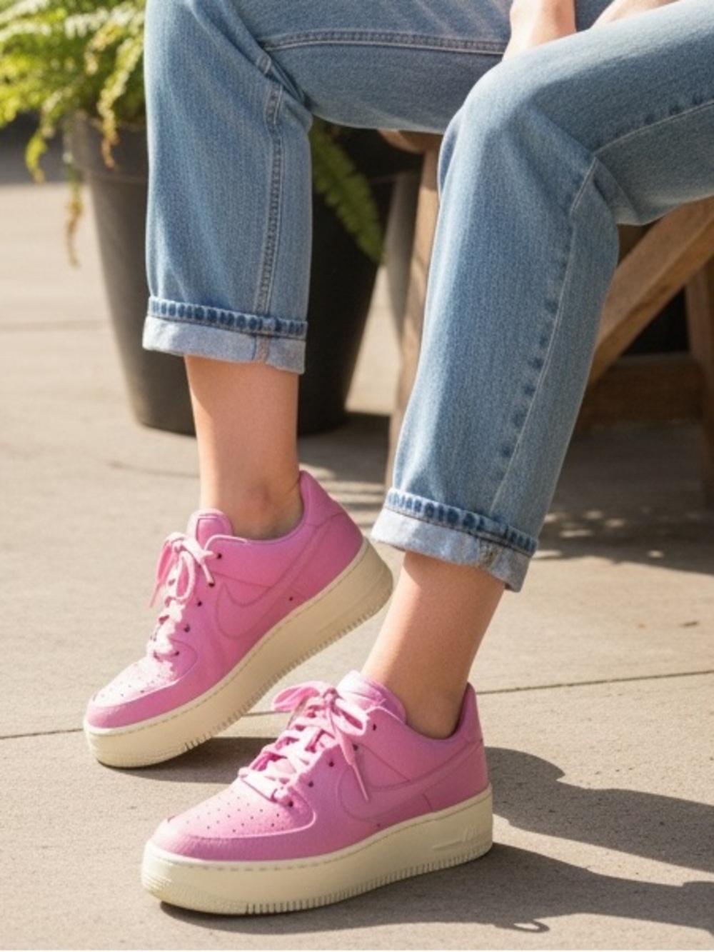 Nike Air Force 1 Women Pink Leather Sneakers